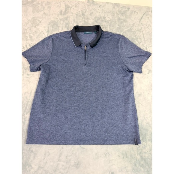 Perry Ellis Other - Perry Ellis Mens XL Blue Heathered Quarter Zip Short Sleeve Polo Shirt